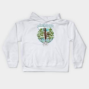 Anchorage Alaska Ski logo Kids Hoodie